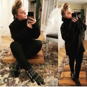 Black Oversized Sweater with Buttons